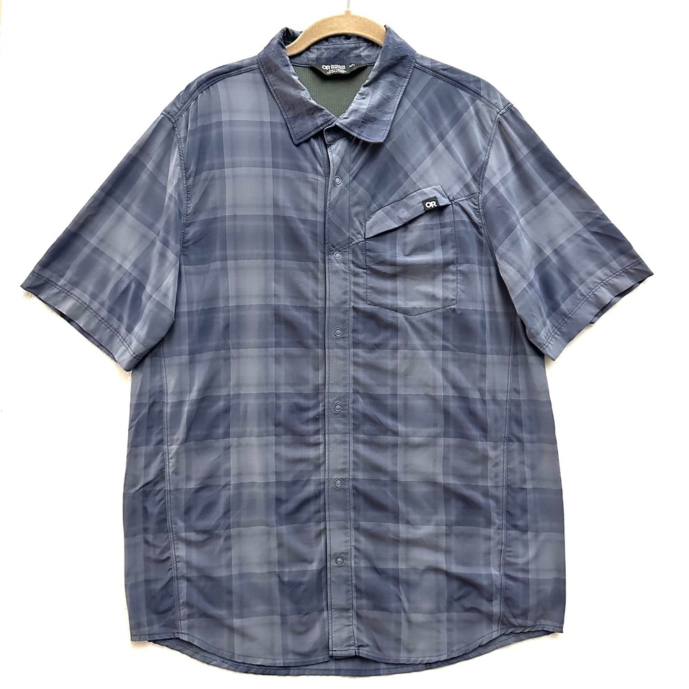 Outdoor Research Astroman Men's M Blue Plaid S/S Sun Shirt 282278 Medium